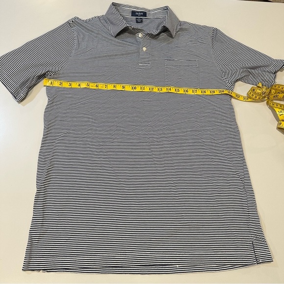Hickey Men's Navy Striped Polo Shirt Size Medium - Picture 4 of 4
